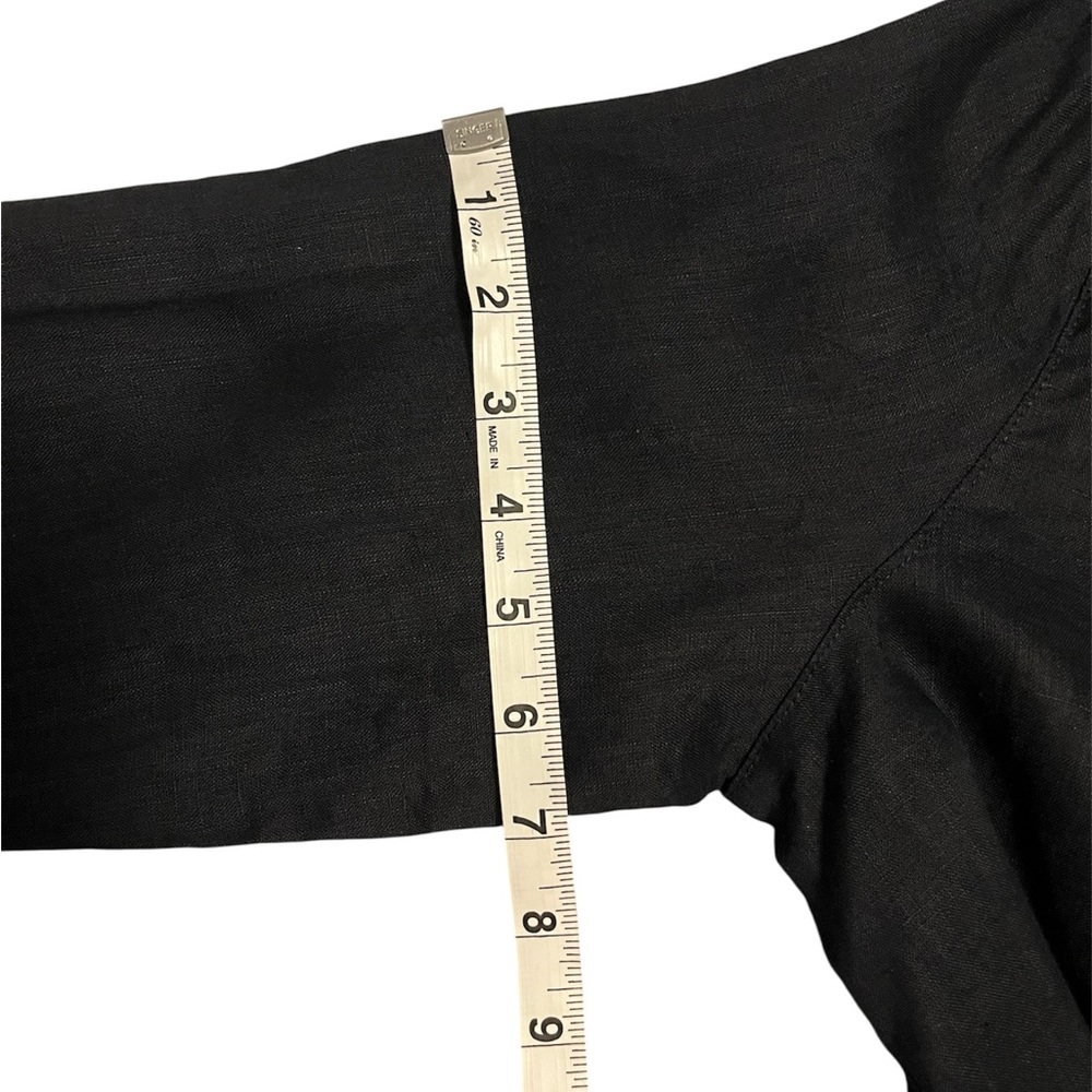 Joie Long Sleeved Linen Cropped Black Button-Up Shirt Vacation Resort Classic - Picture 10 of 11